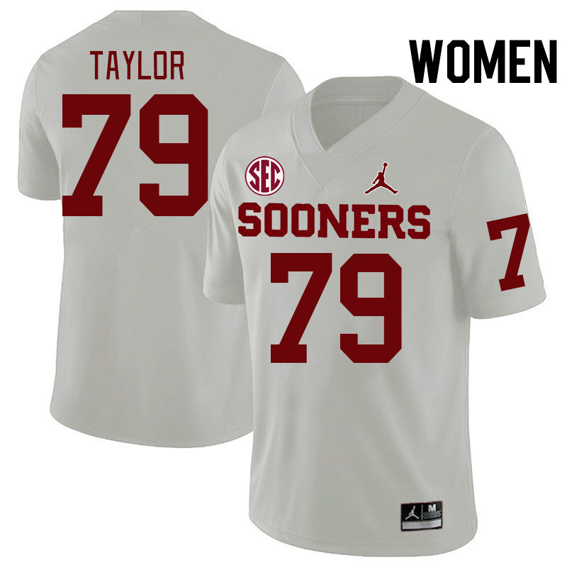 Women #79 Jake Taylor Oklahoma Sooners 2024 SEC Conference College Football Jerseys-White